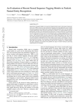 An Evaluation of Recent Neural Sequence Tagging Models in Turkish Named
  Entity Recognition