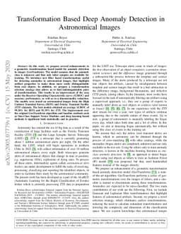 Transformation Based Deep Anomaly Detection in Astronomical Images