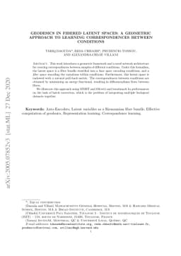 Geodesics in fibered latent spaces: A geometric approach to learning
  correspondences between conditions