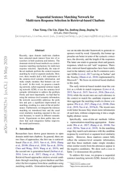 Sequential Sentence Matching Network for Multi-turn Response Selection
  in Retrieval-based Chatbots
