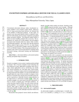 Encryption Inspired Adversarial Defense for Visual Classification