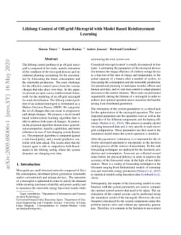 Lifelong Control of Off-grid Microgrid with Model Based Reinforcement
  Learning