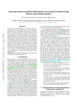 Semi-supervised Learning for Multi-speaker Text-to-speech Synthesis
  Using Discrete Speech Representation