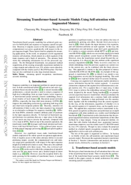 Streaming Transformer-based Acoustic Models Using Self-attention with
  Augmented Memory