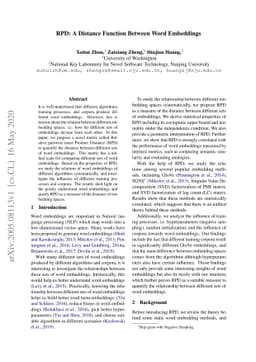 RPD: A Distance Function Between Word Embeddings