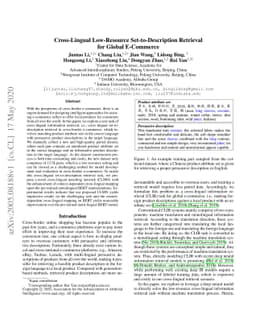 Cross-Lingual Low-Resource Set-to-Description Retrieval for Global
  E-Commerce