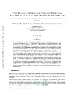 Time-Travel Investigation: Towards Building A Scalable Attack Detection
  Framework on Ethereum
