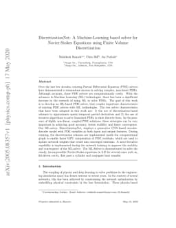 DiscretizationNet: A Machine-Learning based solver for Navier-Stokes
  Equations using Finite Volume Discretization