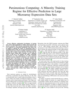 Parsimonious Computing: A Minority Training Regime for Effective
  Prediction in Large Microarray Expression Data Sets