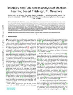 Reliability and Robustness analysis of Machine Learning based Phishing
  URL Detectors