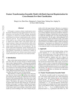 Feature Transformation Ensemble Model with Batch Spectral Regularization
  for Cross-Domain Few-Shot Classification
