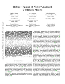 Robust Training of Vector Quantized Bottleneck Models