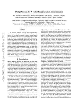 Design Choices for X-vector Based Speaker Anonymization
