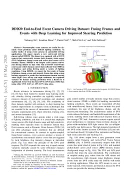 DDD20 End-to-End Event Camera Driving Dataset: Fusing Frames and Events
  with Deep Learning for Improved Steering Prediction