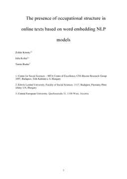 The presence of occupational structure in online texts based on word
  embedding NLP models