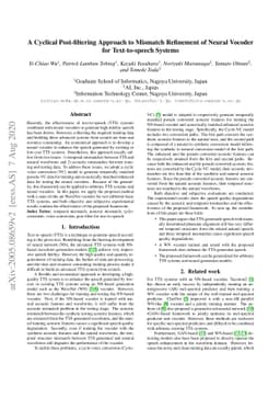 A Cyclical Post-filtering Approach to Mismatch Refinement of Neural
  Vocoder for Text-to-speech Systems