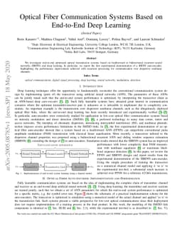 Optical Fiber Communication Systems Based on End-to-End Deep Learning