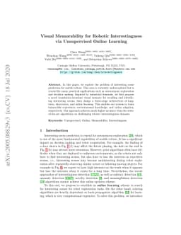 Visual Memorability for Robotic Interestingness via Unsupervised Online
  Learning