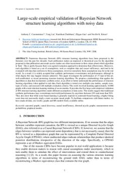 Large-scale empirical validation of Bayesian Network structure learning
  algorithms with noisy data