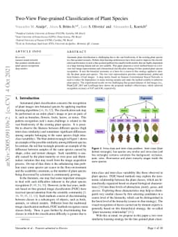 Two-View Fine-grained Classification of Plant Species