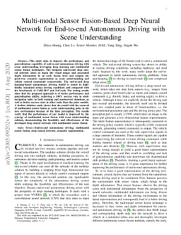 Multi-modal Sensor Fusion-Based Deep Neural Network for End-to-end
  Autonomous Driving with Scene Understanding