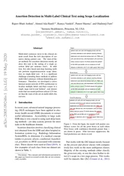 Assertion Detection in Multi-Label Clinical Text using Scope
  Localization