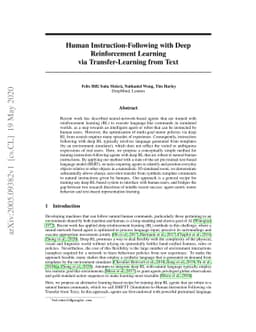 Human Instruction-Following with Deep Reinforcement Learning via
  Transfer-Learning from Text