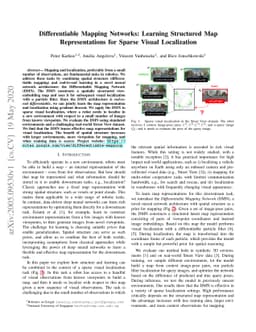 Differentiable Mapping Networks: Learning Structured Map Representations
  for Sparse Visual Localization