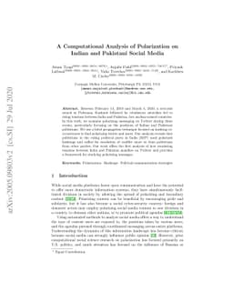 A Computational Analysis of Polarization on Indian and Pakistani Social
  Media