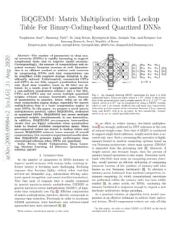 BiQGEMM: Matrix Multiplication with Lookup Table For Binary-Coding-based
  Quantized DNNs
