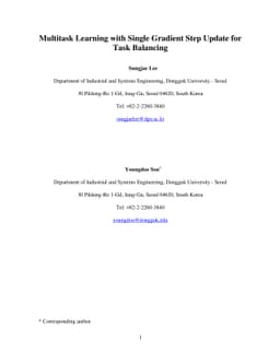 Multitask Learning with Single Gradient Step Update for Task Balancing