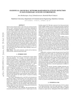 Statistical and Neural Network Based Speech Activity Detection in
  Non-Stationary Acoustic Environments