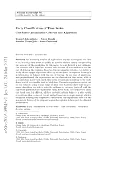 Early Classification of Time Series. Cost-based Optimization Criterion
  and Algorithms