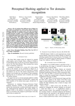 Perceptual Hashing applied to Tor domains recognition