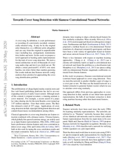 Towards Cover Song Detection with Siamese Convolutional Neural Networks