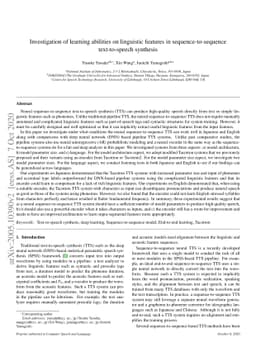 Investigation of learning abilities on linguistic features in
  sequence-to-sequence text-to-speech synthesis