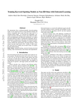 Training Keyword Spotting Models on Non-IID Data with Federated Learning