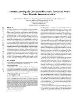 Transfer Learning via Contextual Invariants for One-to-Many Cross-Domain
  Recommendation