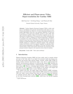 Efficient and Phase-aware Video Super-resolution for Cardiac MRI
