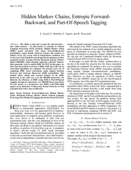 Hidden Markov Chains, Entropic Forward-Backward, and Part-Of-Speech
  Tagging