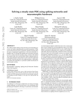 Solving a steady-state PDE using spiking networks and neuromorphic
  hardware