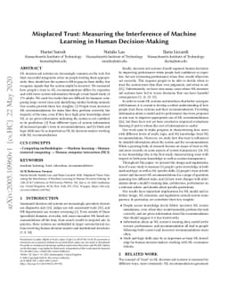 Misplaced Trust: Measuring the Interference of Machine Learning in Human
  Decision-Making