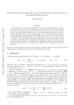 Polynomial traces and elementary symmetric functions in the latent roots
  of a non-central Wishart matrix