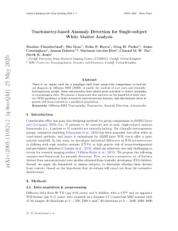 Tractometry-based Anomaly Detection for Single-subject White Matter
  Analysis