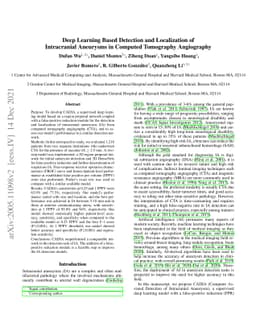 Deep Learning Based Detection and Localization of Intracranial Aneurysms
  in Computed Tomography Angiography