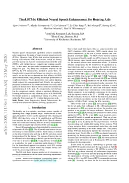 TinyLSTMs: Efficient Neural Speech Enhancement for Hearing Aids