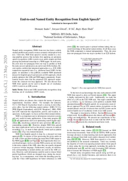 End-to-end Named Entity Recognition from English Speech