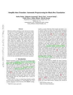 Simplify-then-Translate: Automatic Preprocessing for Black-Box Machine
  Translation