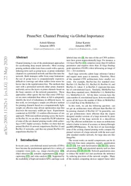 PruneNet: Channel Pruning via Global Importance
