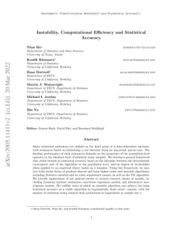 Instability, Computational Efficiency and Statistical Accuracy